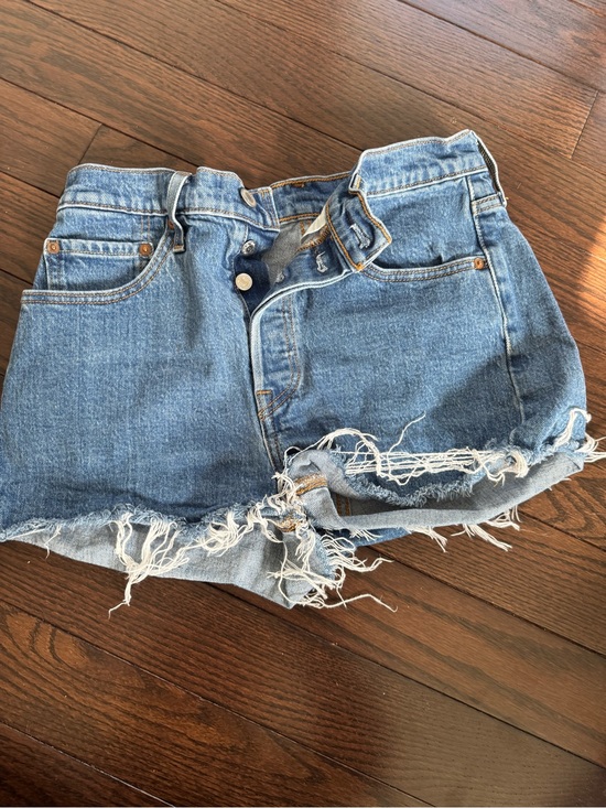 Levi's Pants - Levi's Frayed Hem Denim Cutoff Shorts - Blue